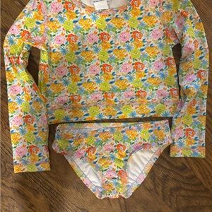 Tropical Floral Kids Swim Rashguard Set